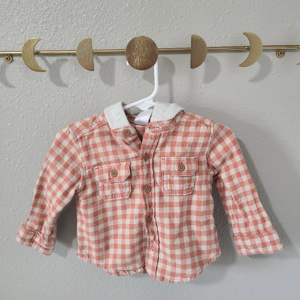 Carters hooded plaid shirt